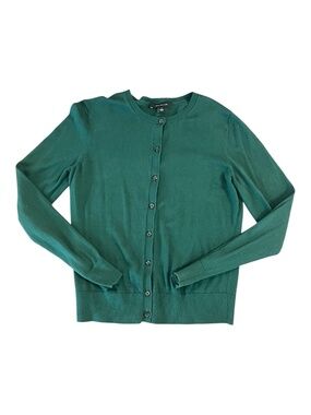 Ann Taylor Cardigan Sweater Emerald Green Button Front Size Medium